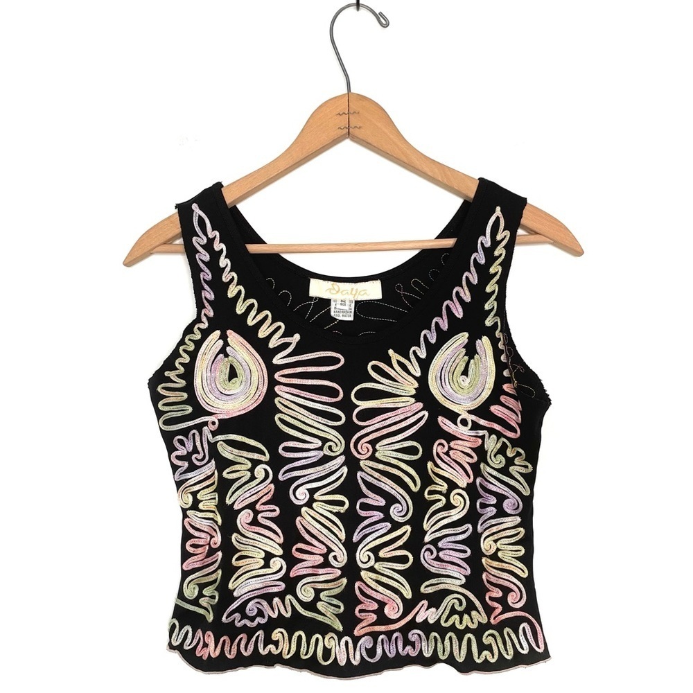 Vintage Handmade Embroidered Sleeveless Boho Crop Top